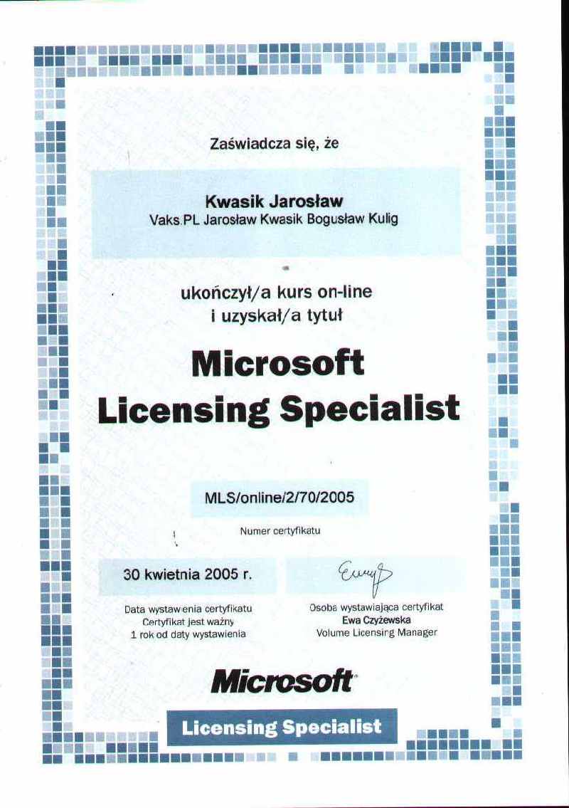 Microsoft Licensing Specialist